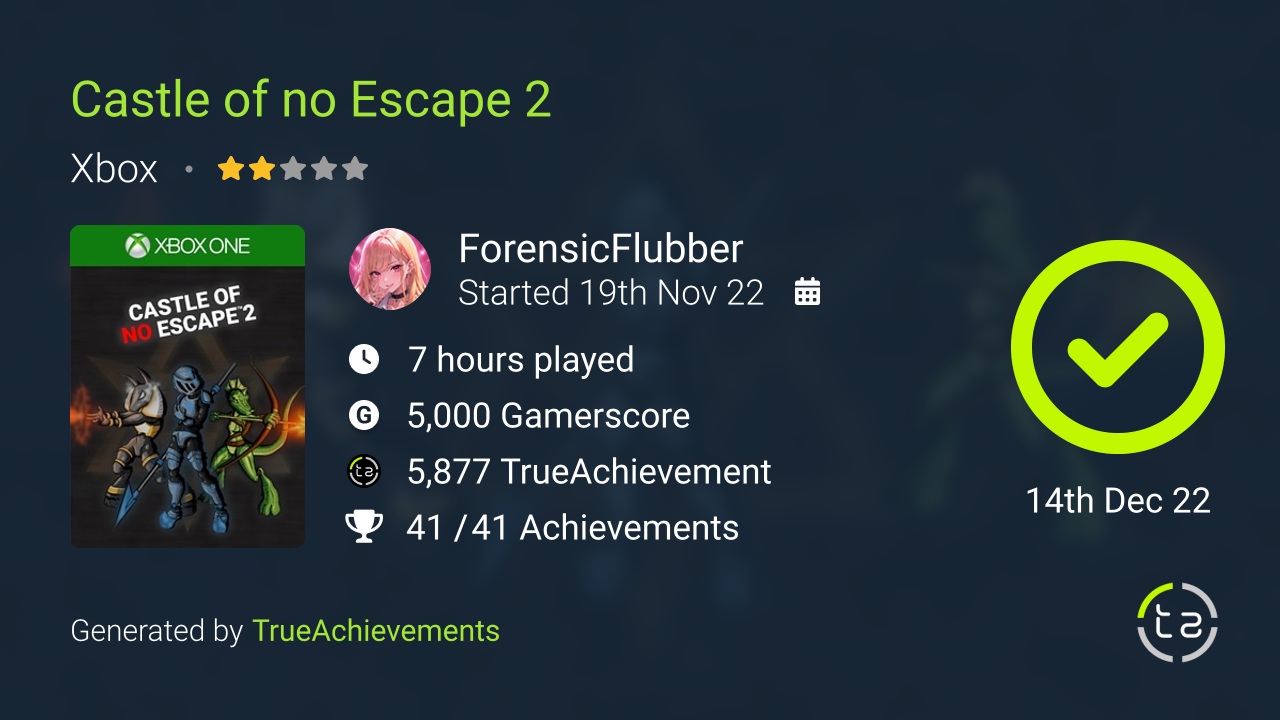 Castle of no Escape 2 achievement summary